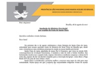 Saudação do Ministro Provincial por ocasião da festa de Santa Clara