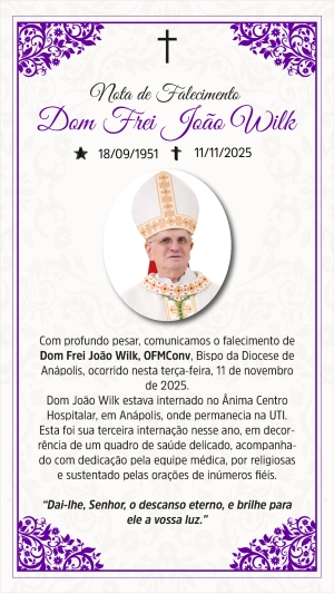 Nota de Falecimento: Dom Frei Jo&atilde;o Wilk